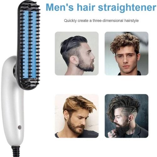 Portable Men Foldable Beard Straightening Comb Electric Hair Straighter Brush Multi-function Women Hair Styling Combs EU Plug
