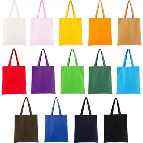 Durable Canvas Blank Grocery Plain Tote Bags Shoulder Bag Reusable Shopping Bag