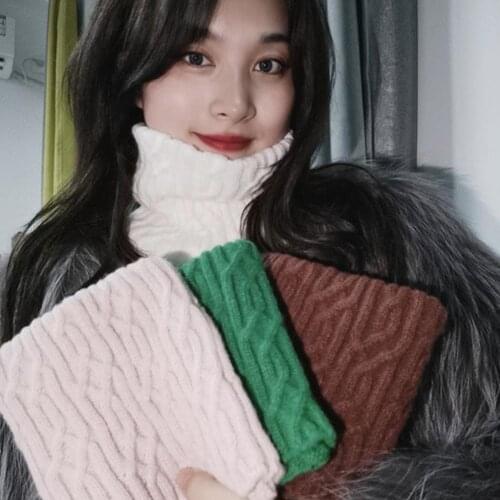 Knitted Fake Collar Scarf Wooden Elastic Stretch Detachable Turtleneck Collar Scarf Winter Warm Wrap Scarf Windproof Neck Guard