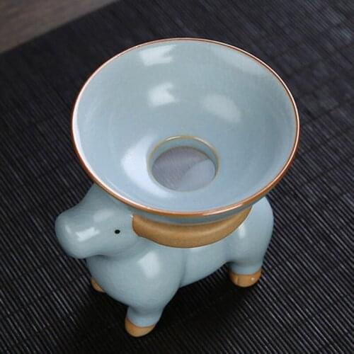 Chinese Kongfu Tea Ceremony Utensil Animal Pattern Ru Kiln Porcelain Ceramic Tea Strainer Leak Filter Colander Teaware Accessory