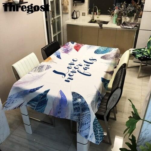 Thregost Printed Tablecloth Nordic Coffee Table Decor Washable Cloth Thicken Rectangle Table Cloth Waterproof Table Covers