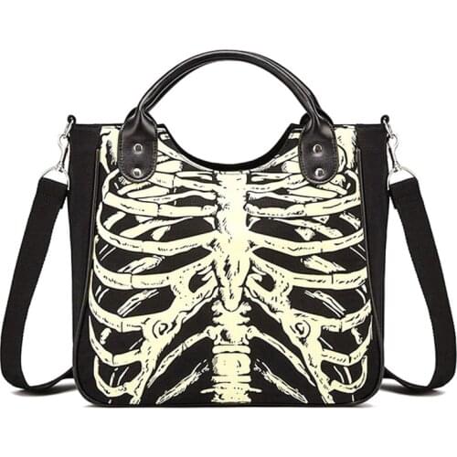 Luminous Gothic Skeleton Bones Skulls Bags Rock Designer Female Casual Totes Women Punk Bags Fashion Handbag