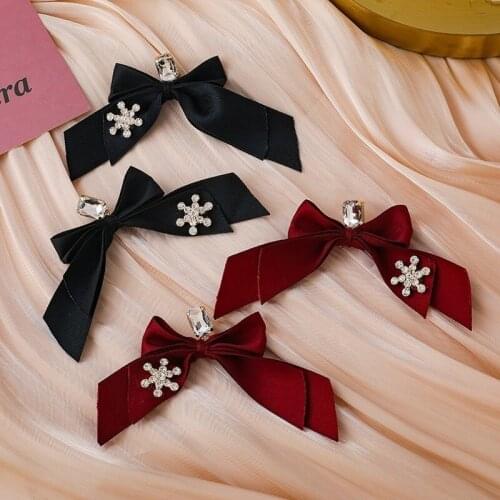 U-Magical Sweet Summer Wine Red Black Color Bowknot Dangle Earrings for Women Shining Rhinestone Snowflake Earrings Jewelry