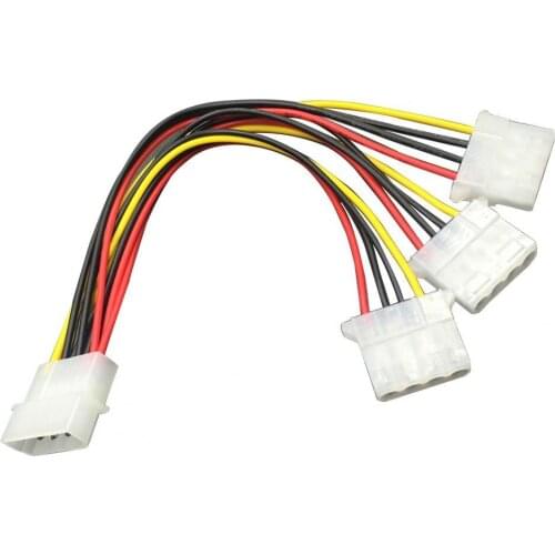 20cm Big 4-pin 1-to-3 Male to Female IDE Molex Power Extension Cable Adapter Cord for Computer PC