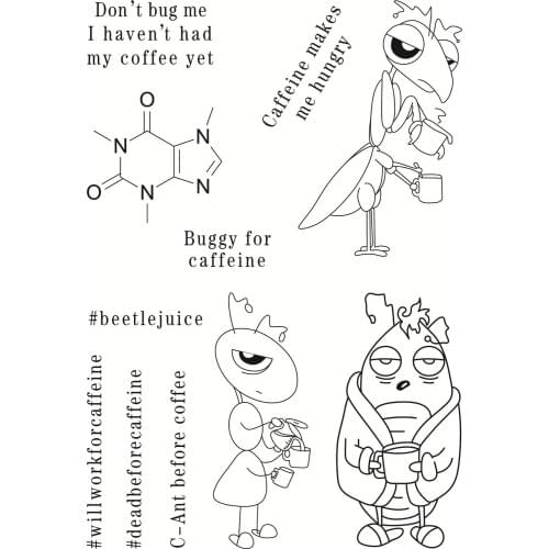 11x16 Ants take tea cups New Transparent Clear Rubber Stamp Sheet Cling Scrapbooking Photo Album PaperCard DIY Craft