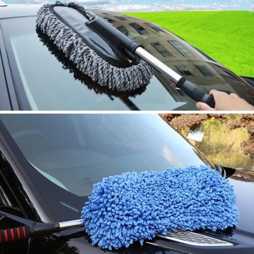 2pcs Tow Microfiber Dust Cleaning Brush Upgrade Car Retractable Wax Car Room Dual Purpose Dust Cleaning Broom Car Cleaning Tools