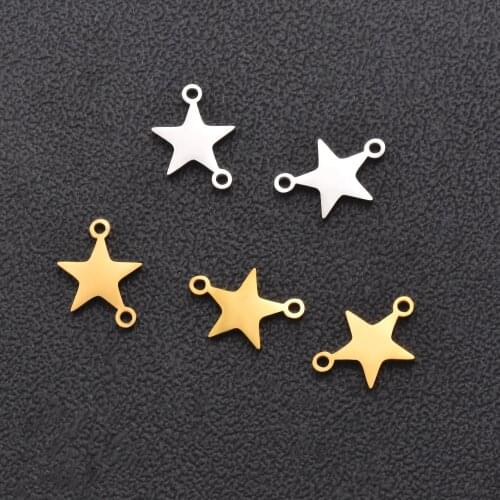 3Pcs/Lot Stainless Steel 2 holes Blank Tags Tiny Star Charms Pendant DIY For Jewelry Making Accessories