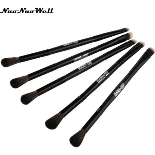 5pcs Kabuki Aluminum Handle Professional Eyeshadow Brushes Double-Head Blending Eye Shadow Eyelash Pencil Brush Makeup Tools