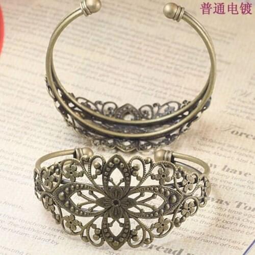 50pcs Diameter 63mm Filigree Antique bronze brass metal Jewelry Bangle Cuff Bracelet Base Blank Tray Bezel