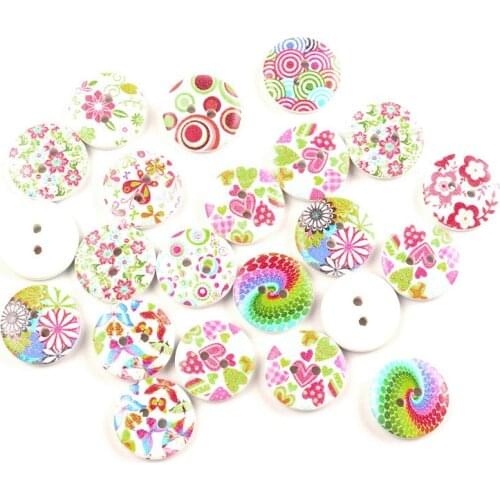 50pcs Mixed 18mm Wooden Round Buttons For Clothing Needlework Scrapbooking Wood Botones Decorative Crafts Diy Accessories