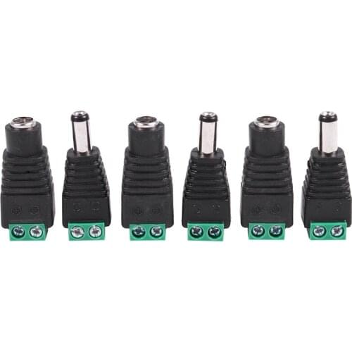 6 Pcs 5.5x2.1mm Female + Male CCTV DC Power Connector Adapter Repar Part