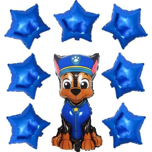 8PCS/Set Cartoon Paw Patrol Foil Balloon Kids Birthday Party Decorations Patrulla Canina Foil Balloon Star Supplies Deco Gifts