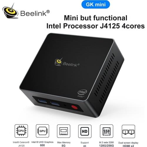 Beelink GK Mini Windows 10 MINI PC Intel Gemini Lake J4125 DDR4 8GB 128GB 5.8G WiFi Bluetooth 4K Computer Gaming PC PK GK55