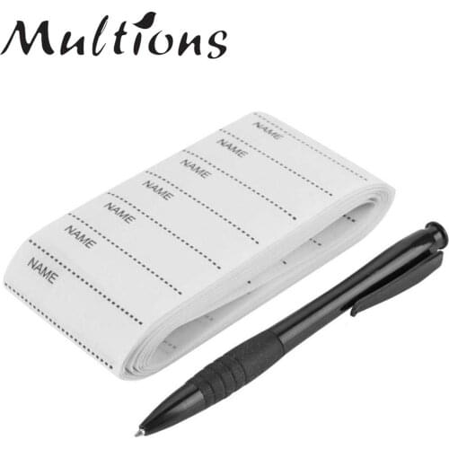 200Pcs White Washable Iron-on Name Labels Fabric Handmade Labels for Clothes With Pen Garment Tags DIY Sewing Accessories 55*15m