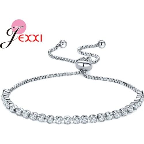 Newest Austrian Crystal Sparkling Bracelets 925 Sterling Silver Hand Accessories Jewelry for Women Girls Birthday Xmas Gifts