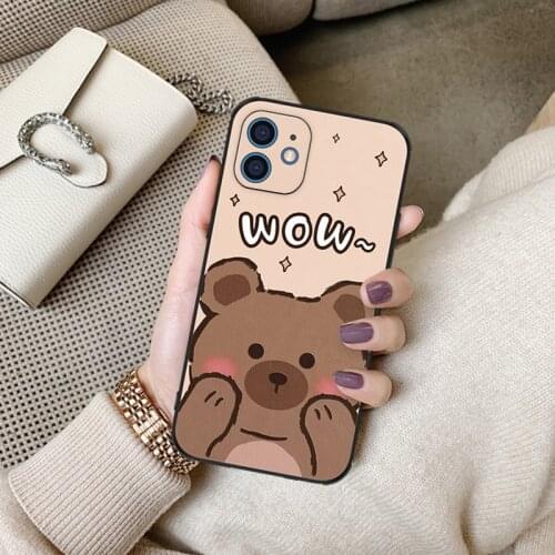 Luxuy Bear Leather Phone Case For iPhone 12 11 Pro XS XR SE XSMAX 7 8 6 Plus Ultra-thin Protection Cover