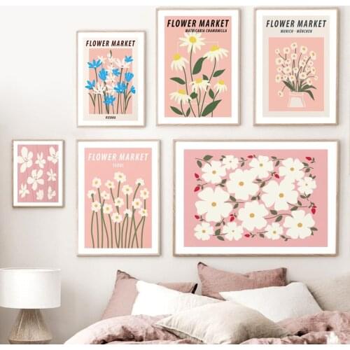 Flower Market Rose Daisy Floral Wall Art Print Canvas Painting Aesthetic Nordic Vintage Poster Decor Pictures For Living Room