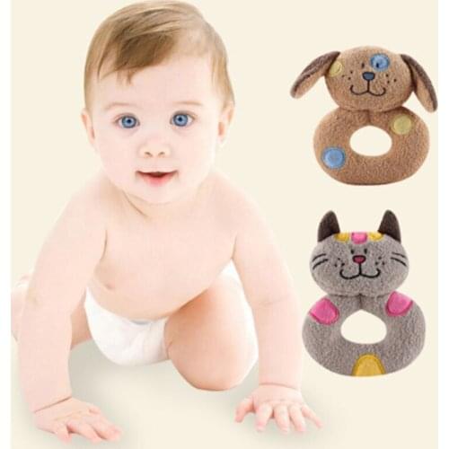 Baby Toys Cat Dog Animal Baby Rattles Educational Soft Plush Toys for Babies Grasping Ball Puzzle Multifunction Bell 0-18 Months