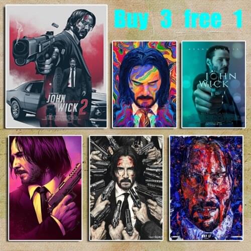 John Wick Movie Retro Kraft Poster Bar Office Cafe Home Art Wall Sticker Decoration