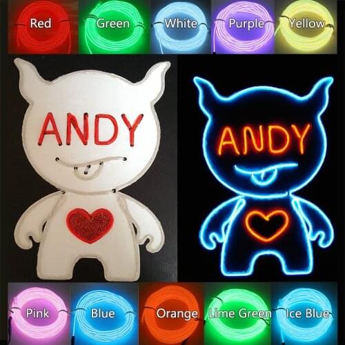 Blue 5M 10M Flexible Wire Rope Tube Neon Light EL and Inverter with LED indicator light 10 colors free shipping