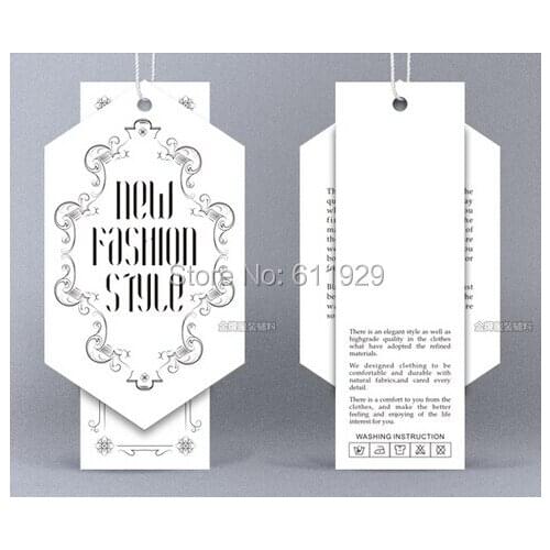 Customized clothing hang tag/clothing labels/trademark/garment swing tags/shape cut printed paper tags 1000 pcs a lot