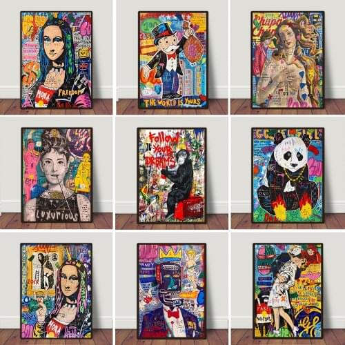 Street Graffiti Art "Follow Your Dreams" Canvas Painting Posters and Prints Wall Art Pictures for Living Room Home Decor Cuadros