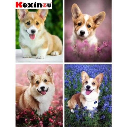 Kexinzu Full Square/Round Diamond Painting Dog 5D DIY Diamond Embroidery Cross Stitch Animal Mosaic Craft Kit Home Decor