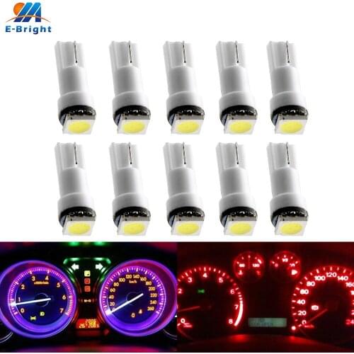 100X T5 LED 74 5050 1 LED SMD Dashboard Lamp White Red Blue Yellow Green Pink Interior Wedge Side Map Indicator Car Light Bulbs