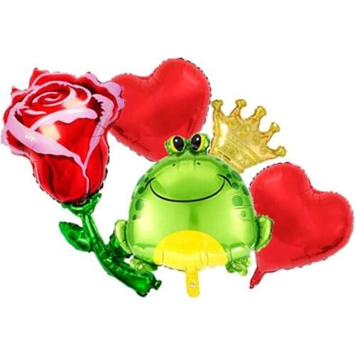 Frog Prince I Love You Happy Valentines Day Aluminum Foil Balloon Bouquet Mine Hug Kiss Sweetest