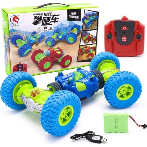 2.4G 1:16 Remote control Car 4WD 15km/h Stunt Deformation Climbing Car BUaggy Double-sided Driving With light RC Car toys Gift