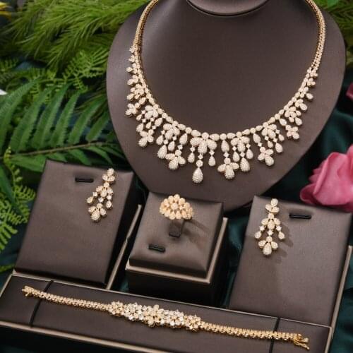 Missvikki Luxury Gorgeous New Necklace Earrings Jewelry Set Women Wedding Gorgeous Sparkly Women Wedding Engagement High Quality