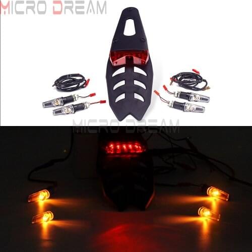 Motorcycle Enduro Dirt Bike Fender LED Brake Stop Rear Tail Lamp Custom Bikes Motorbike Taillights Scooter LED Turn Signal Light
