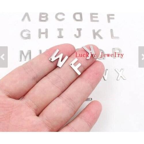 Set of 26 English Letter A-Z Stainless steel Jewelry Finding Charms Pendant DIY Bracelet Necklace