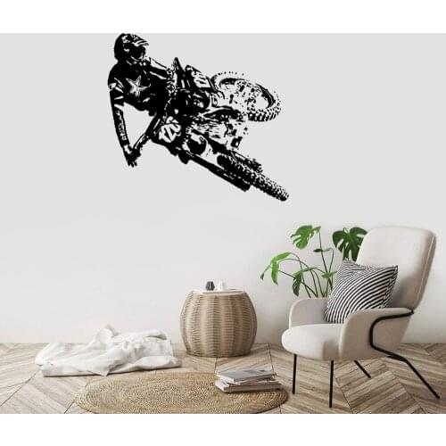 Dirt Bike Motocross Wall Decal Motorbike Cool Style Window Vinyl Stickers Teen Bedroom Man Cave Club Home Decor Wallpaper DW7446