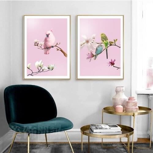 Birds on Nordic Modern Branches Canvas Painting Wall Art Nordic Posters and Prints Wall Pictures for Living Room Decoration