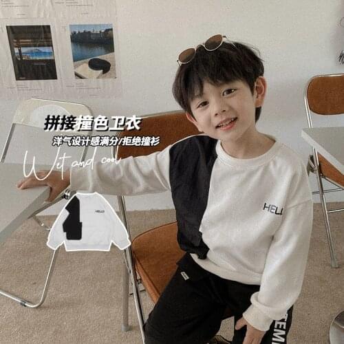 2021 new style girls boys patchwork sweatshirt autumn fashion cotton full sleeve kids t-shirt 1-7 years