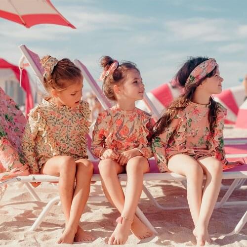 New Baby Split Swimsuit Bikini Girl Baby Long-Sleeve Sunscreen Swimsuit Suit Children Quick-Drying Swimsuit