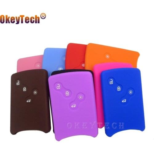 OkeyTech Silicone Car Key Cover Case Fob Shell For Renault Clio Scenic Megane 2 3 Duster Sandero Captur Twingo koleos Smart Card