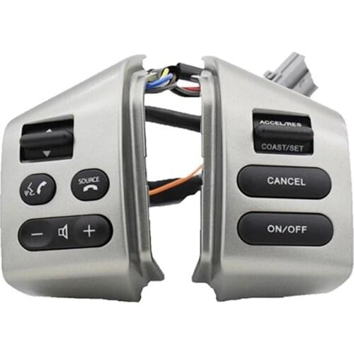 A Pair Steering Wheel Control Buttons Smart Remote with Cables Silver Button for Nissan SYLPHY LIVINa & TIIDA