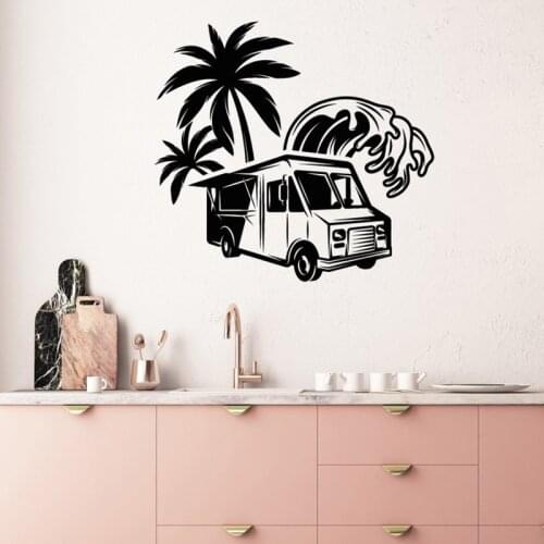 Food Truck Vinyl Wall Decal Fast Food Street Beach Style Stickers Mural A4-033