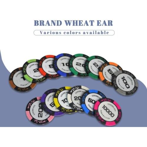 JIESITE 25PCS/Lot Clay Poker Chips Wheat Texas Hold'em Sets Mahjong Poker Game Metal Coin Professional Customizable Wholesale