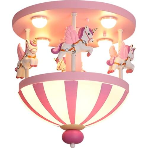 Childrens Room Ceiling Lamp Boy Girl Bedroom Pony LED Cartoon Creative Princess Room Lights AC110V 220V