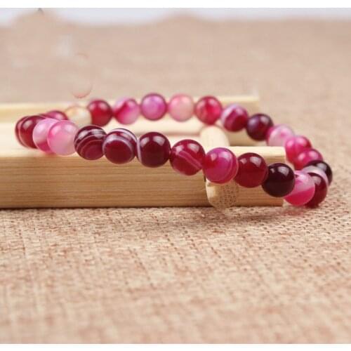 STENYA Stretch Bracelet Round Beads Elastic Cords Strand Bracelets Ropes Gem Natural Stone Expandable Jewelry AAA Rhodochrosite