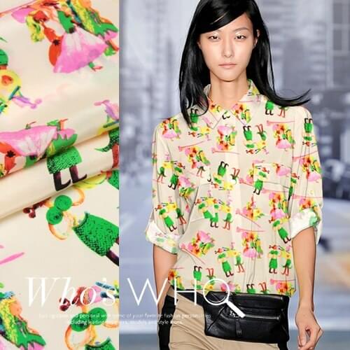 114cm silk fabric 14mm anti-wrinkle silk crepe de chine fabric clown print shirt dress crepe fabric wholesale silk cloth