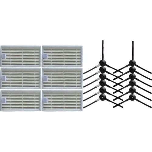 12x side brush+ 6x HEPA Filter replacement for Chuwi ilife V1 Robotisc Vacuum Cleaner ilife v1 v55 v50