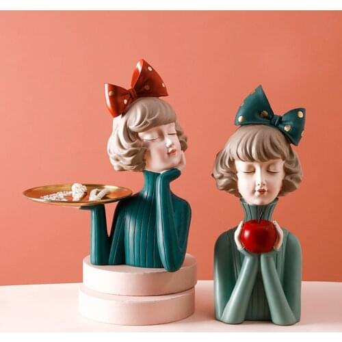 Modern Girl Resin Art Statue Gift Fairy Accessori Fashion Style salon Sculpture ornaments Home Decoration Tabletop Tray