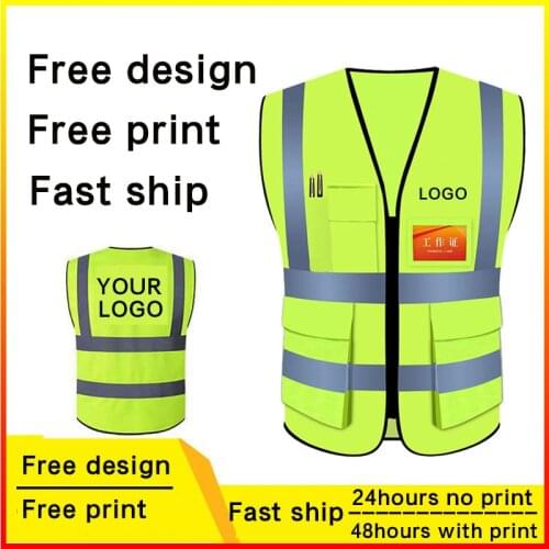 Security Visibility Reflective Vest Warp Knitting Cloth Construction Traffic Cycling Wear Hi Vission Reflective Safety Clothing