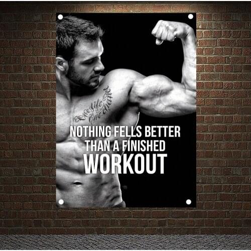 Workout Banners Gym Dance Studio Wall Decoration Sign Motivational Poster Wall Art Canvas Painting Stickers Four-hole Flags A1