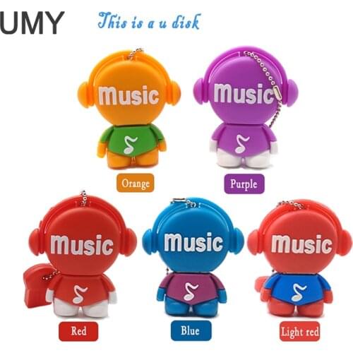 USB stick pendrive cartoon music man usb flash drive 4GB 8GB 16GB 32GB 64GB high quality memory stick creative gift pen drive