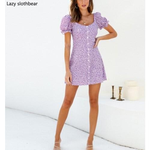 Women floral print dress boho short sleeve mini short dress female dresses for ladies club party dress